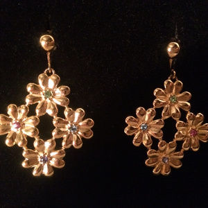 Vintage Joan Rivers Floral Gemstone Earrings - NWT